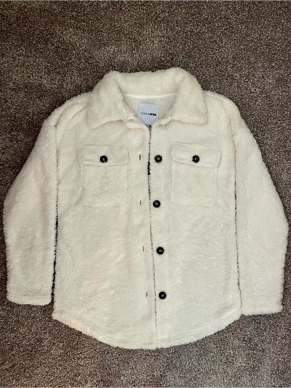FASHION NOVA Women’s Cream🍦 Sherpa Shacket, Size S